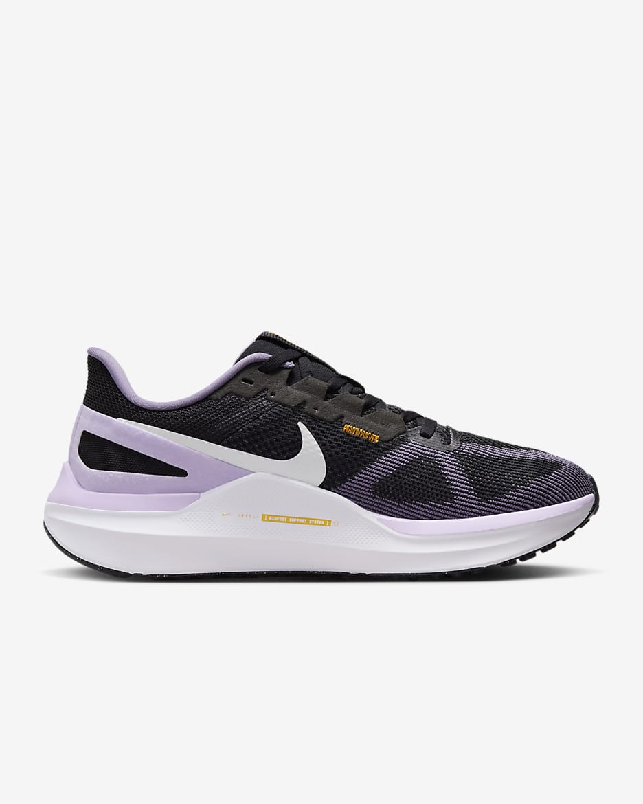 Nike Structure 25 hardloopschoenen voor dames (straat) - Zwart/Daybreak/Lilac Bloom/Wit