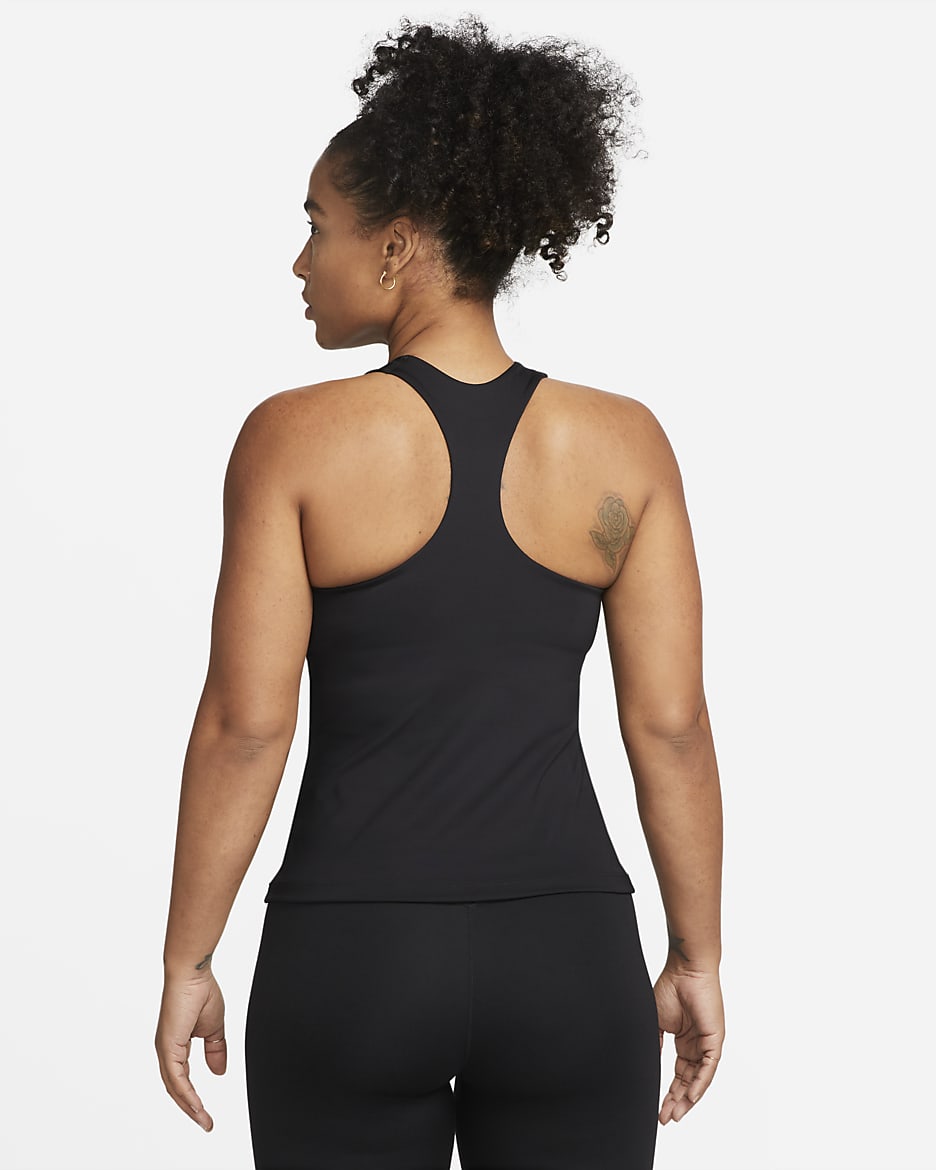 Débardeur de sport rembourré à maintien normal Nike Swoosh pour femme - Noir/Noir/Blanc