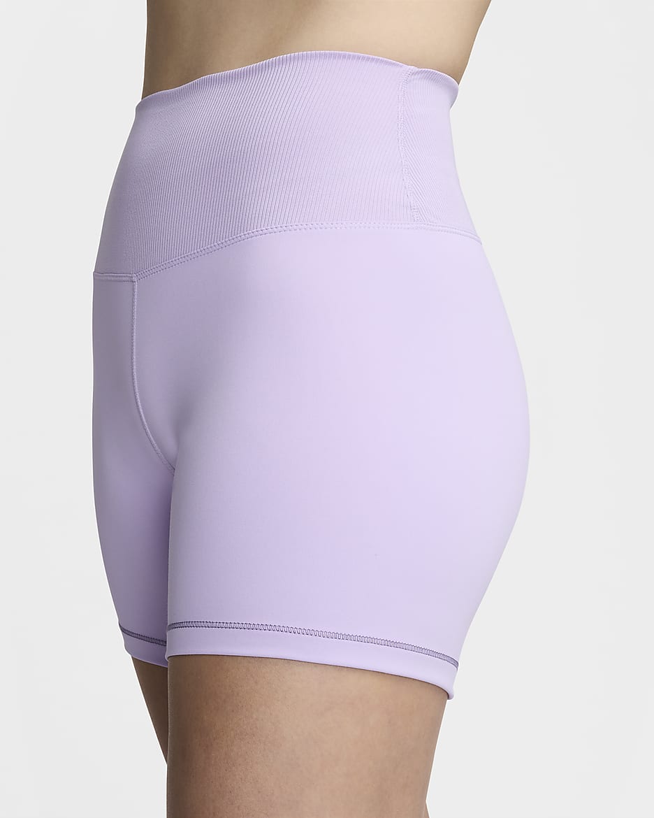 Nike One Rib Women's High-Waisted 5" Biker Shorts - Lilac Bloom/White