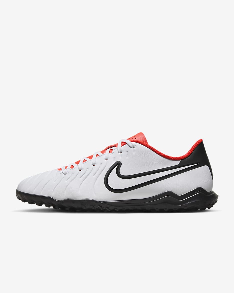 รองเท้าฟุตบอลไม่หุ้มข้อสำหรับพื้นสนามหญ้าเทียมสั้น Nike Tiempo Legend 10 Club - ขาว/Bright Crimson/ดำ
