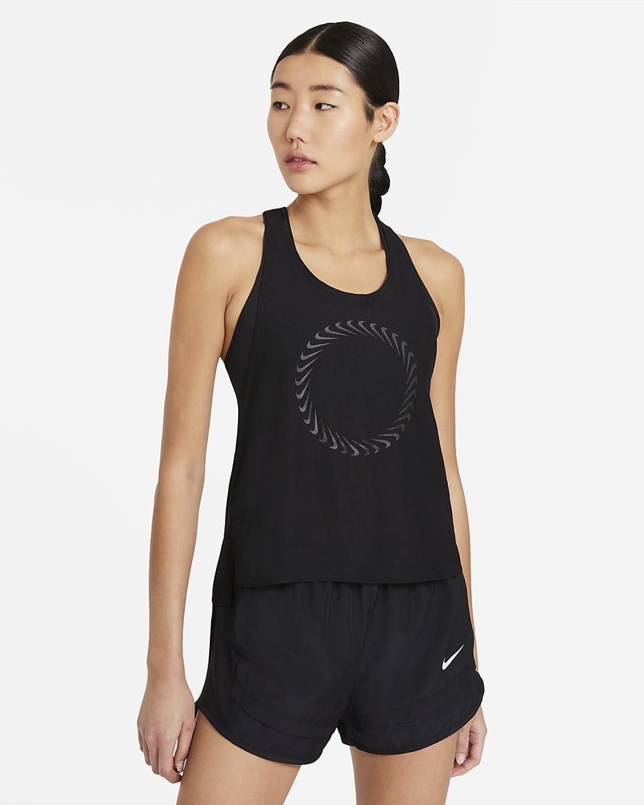 Nike Icon Clash Miler Women's Running Tank - Black/Dark Smoke Grey