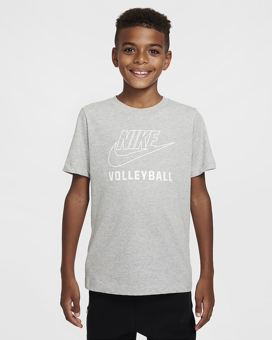 Playera de vóleibol para niños talla grande Nike Swoosh - Gris oscuro jaspeado