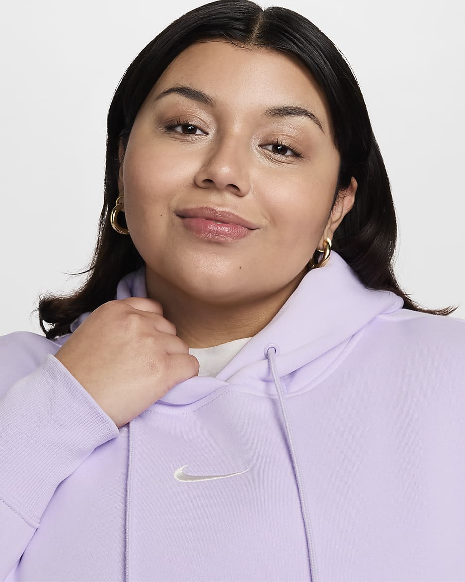 Felpa pullover oversize con cappuccio Nike Sportswear Phoenix Fleece (Plus size) – Donna - Violet Mist/Sail