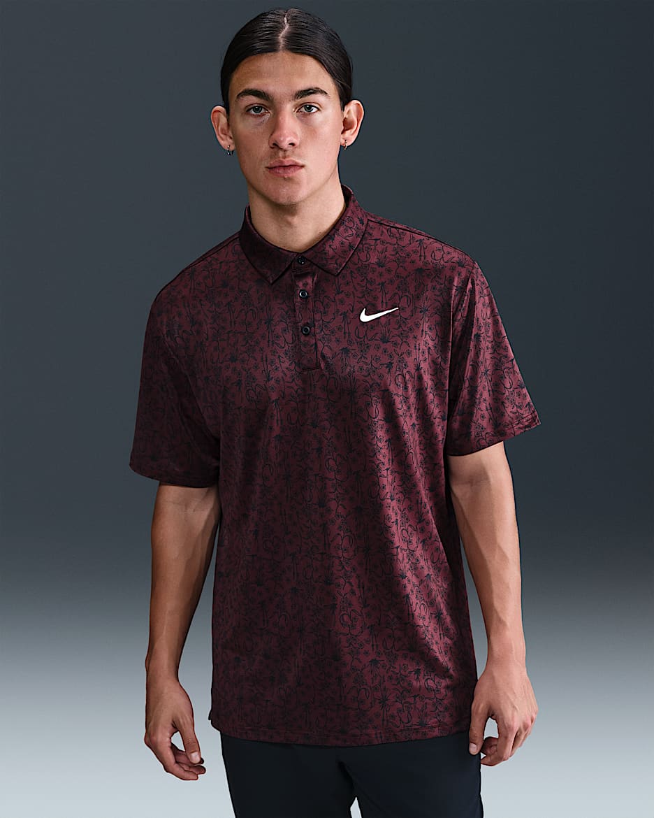 Nike Tour Men's Dri-FIT Golf Polo - Burgundy Crush/White