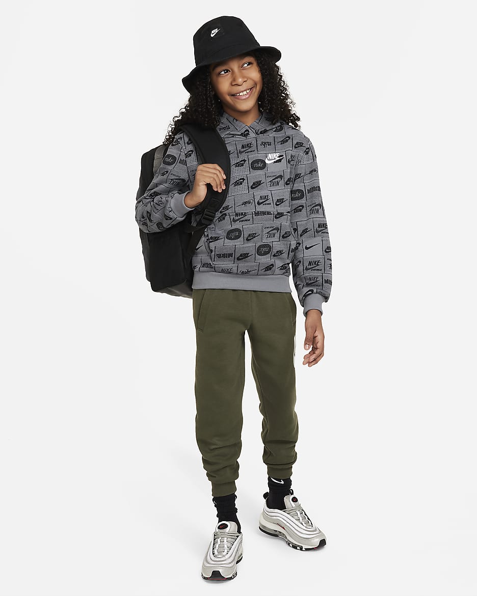 Nike Sportswear Club Fleece Hoodie für ältere Kinder - Smoke Grey/Weiß