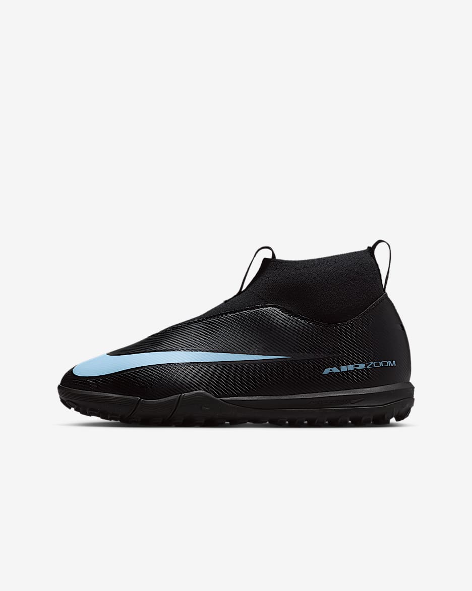 Nike Jr. Mercurial Superfly 10 Academy 小/大童人工短草草皮高筒足球鞋 - 黑色/Ice Blue