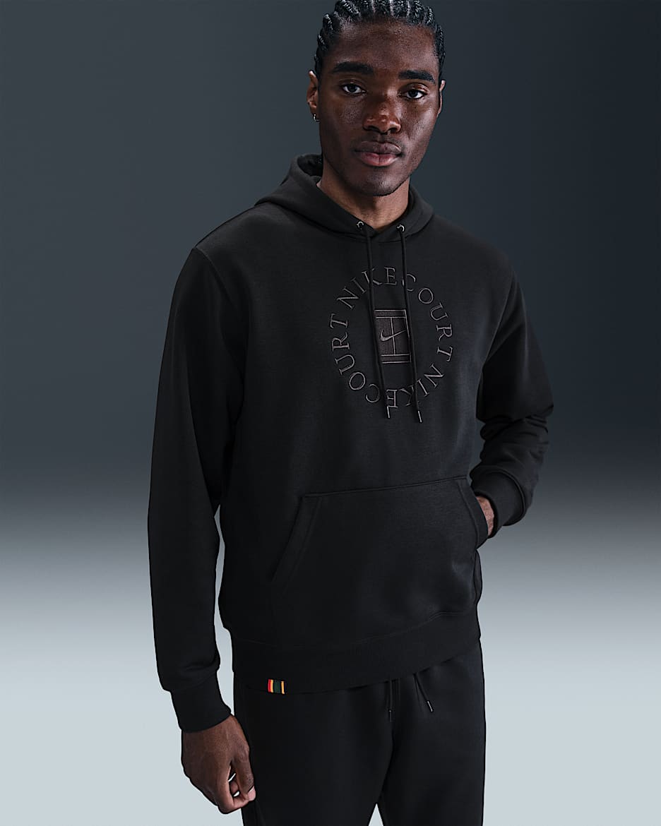 Męska bluza z kapturem do tenisa z dzianiny dresowej Dri-FIT NikeCourt Heritage - Czerń/Anthracite