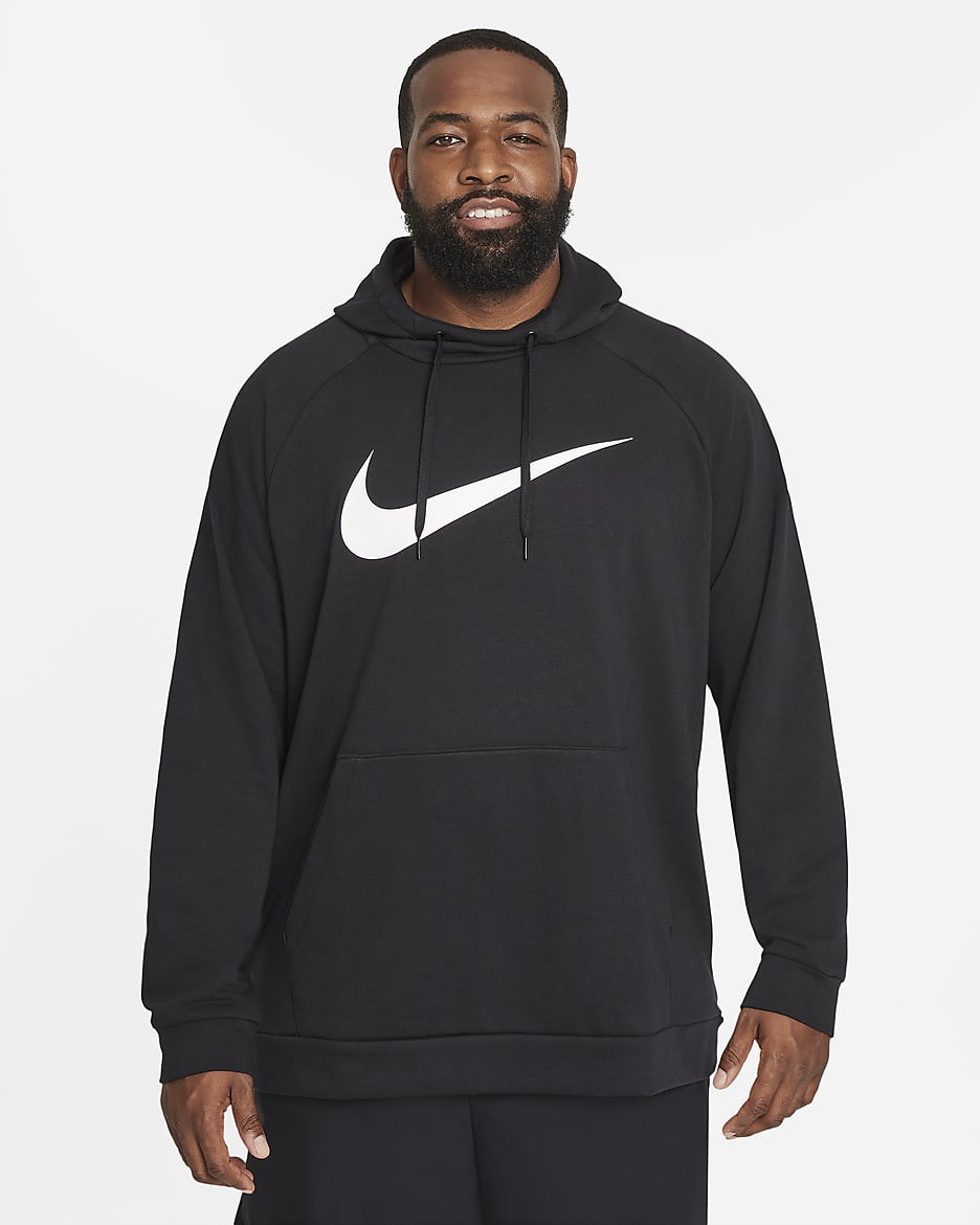 Pull de fitness à capuche Dri-FIT Nike Dry Graphic pour homme - Noir/Blanc