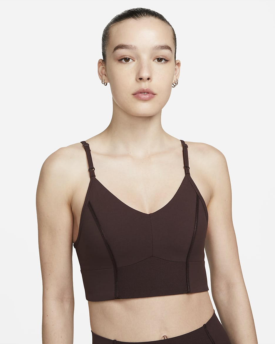 Nike Yoga Indy Women's Light-Support Padded Longline Sports Bra - Brown Basalt/Light Chocolate