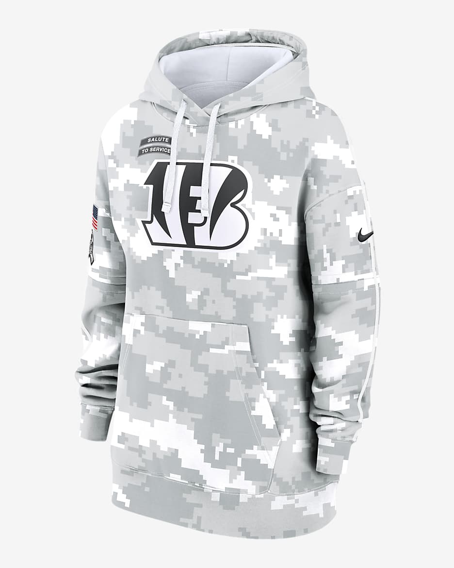 Cincinnati Bengals Salute to Service Primary Edge Club Women's Nike NFL Pullover Hoodie - White