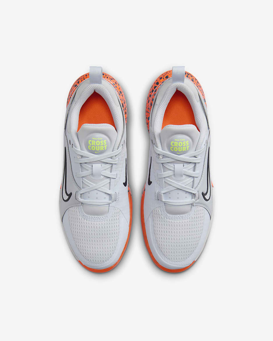 Nike Crosscourt Electric Older Kids' Shoes - Football Grey/Sky Grey/Total Orange/Dark Obsidian