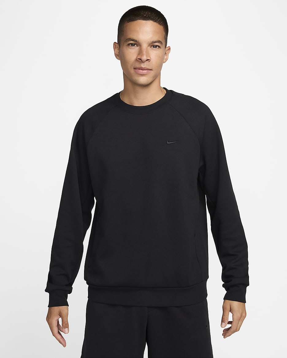 Sudadera de cuello redondo de alto rendimiento Dri-FIT con protección UV para hombre Nike Primary Fleece - Negro/Negro