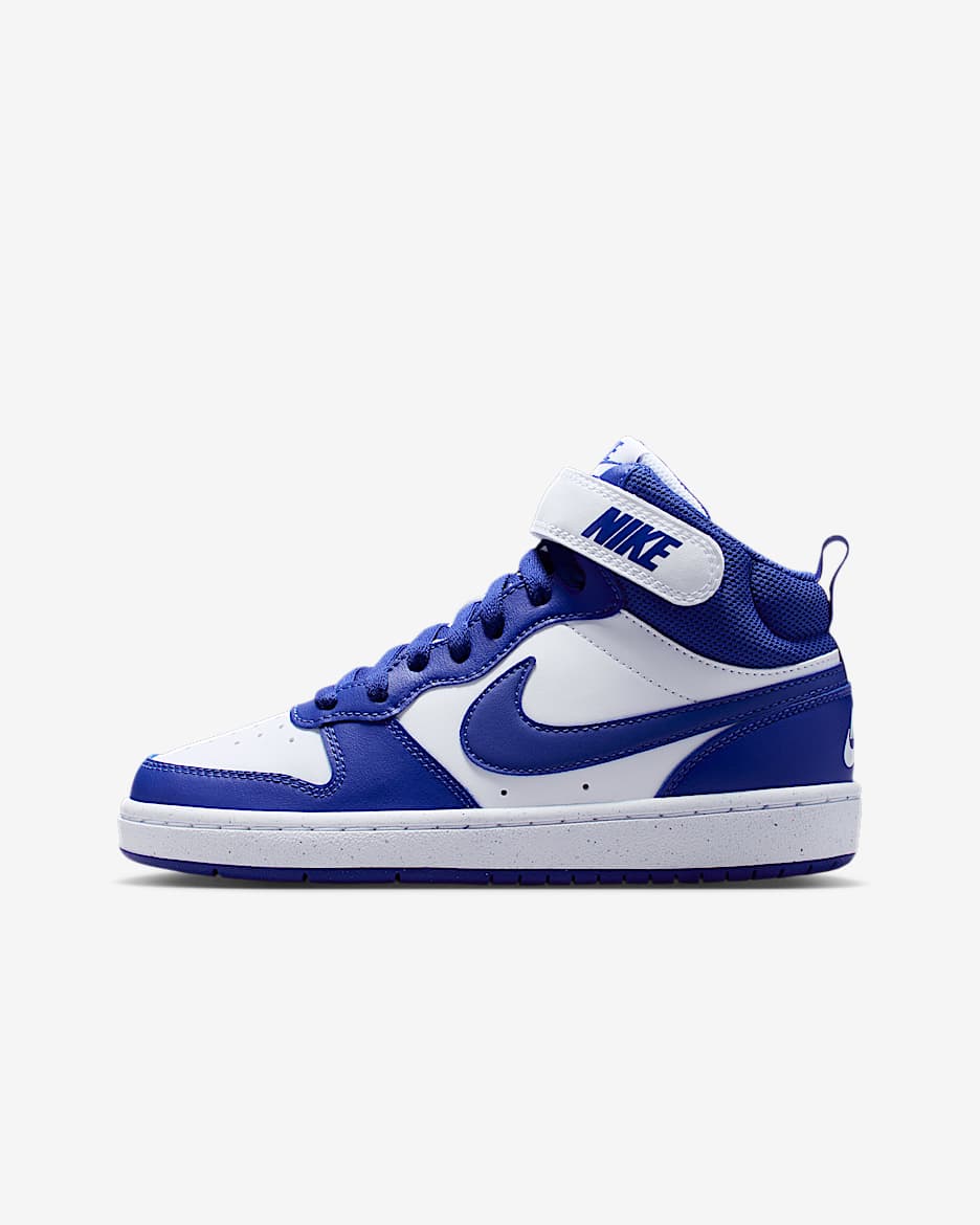 Nike Court Borough Mid 2-sko til større børn - hvid/hvid/Deep Night