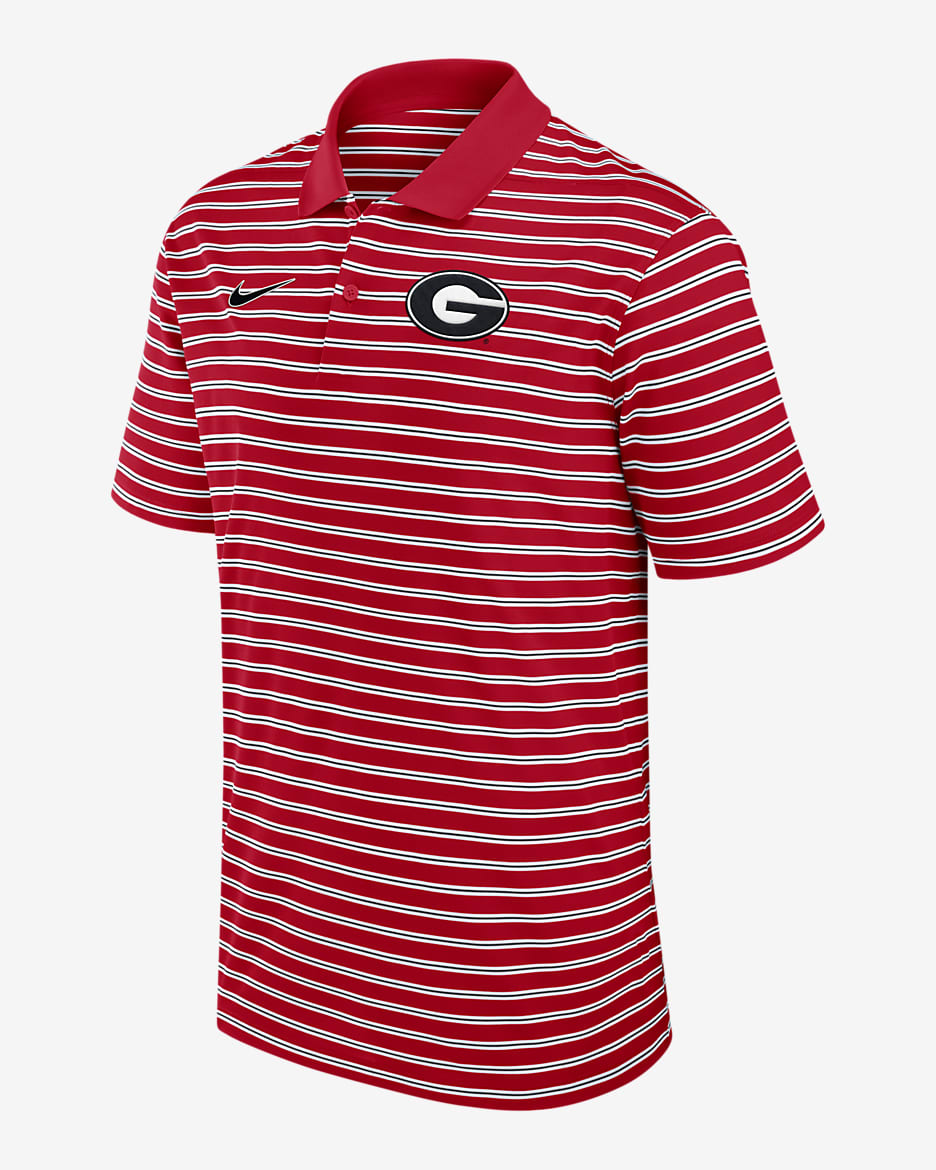 Georgia Bulldogs Primetime Victory Striped Men's Nike Dri-FIT College Polo - Red