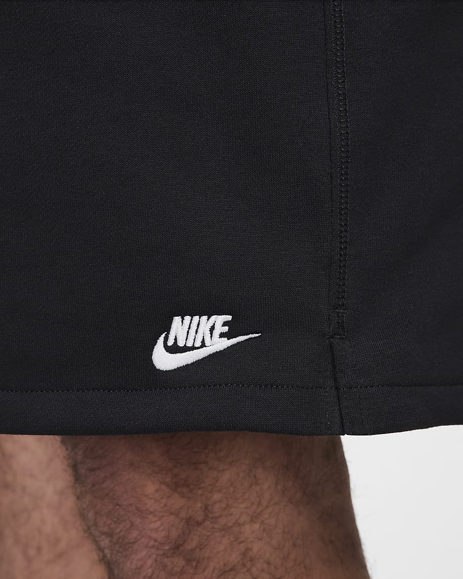 Nike Club flowshorts van sweatstof voor heren - Zwart/Zwart/Wit