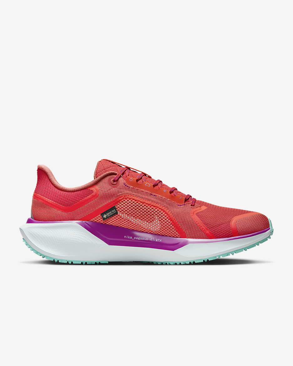 Nike Pegasus 41 GORE-TEX Men's Waterproof Road Running Shoes - Picante Red/Bright Crimson/Vivid Grape/Green Frost