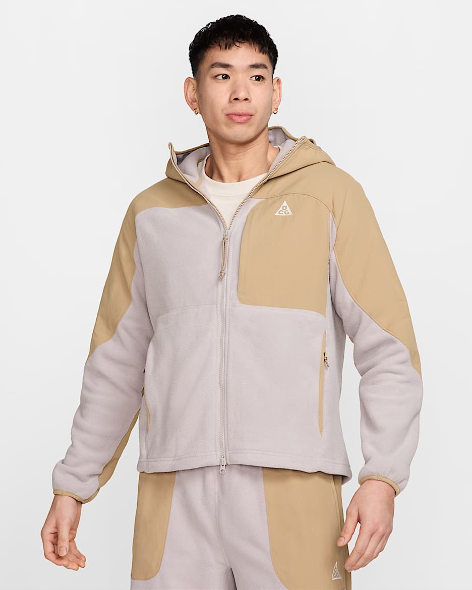 Nike ACG "Wolf Tree" Plus Full-Zip Hooded Mid Layer - Parachute Beige/College Grey/Summit White