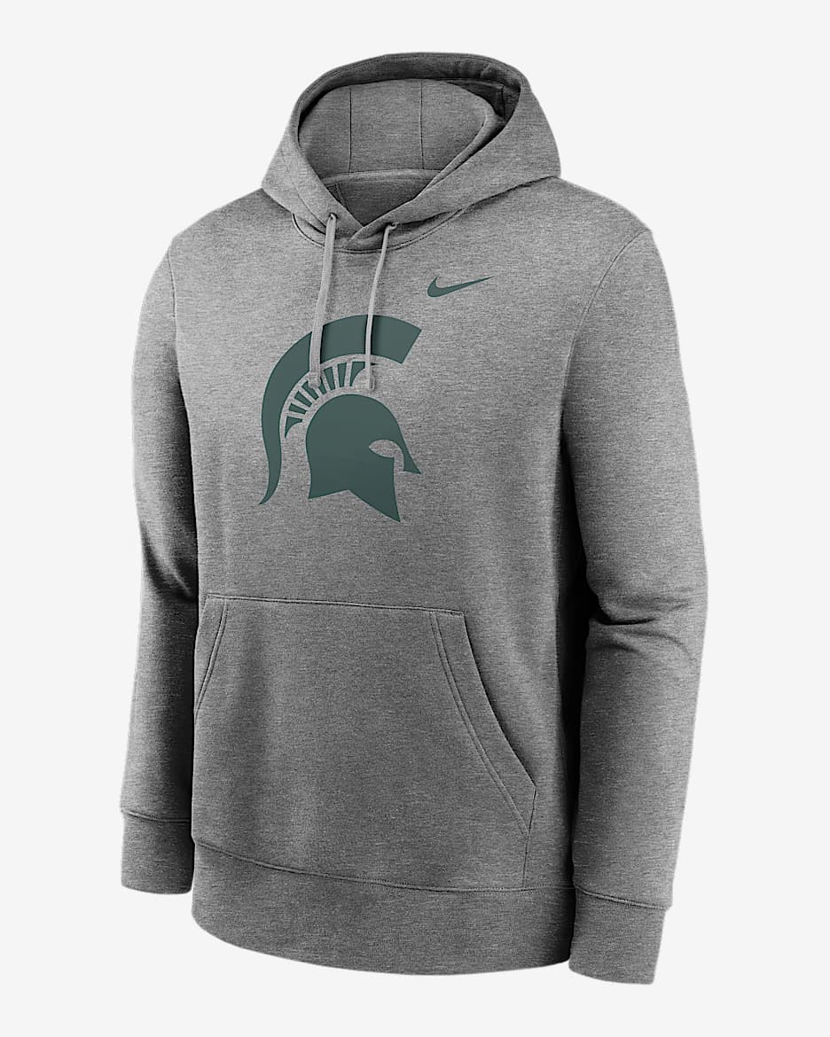 Michigan State Spartans Primetime Club Primary Logo Men's Nike College Pullover Hoodie - Heather