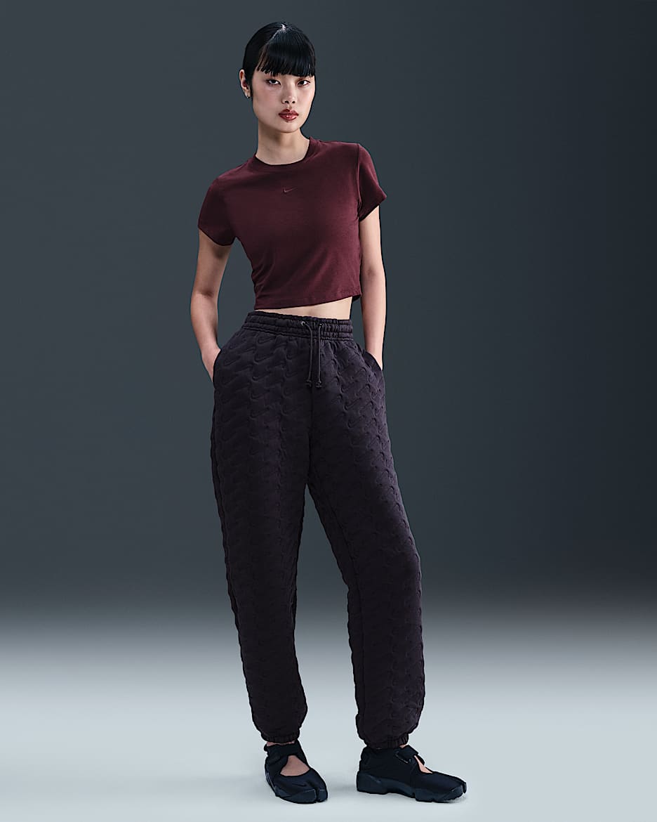 Damskie żakardowe spodnie o kroju oversize z wysokim stanem Nike Sportswear Phoenix Fleece - Cave Purple/World Indigo