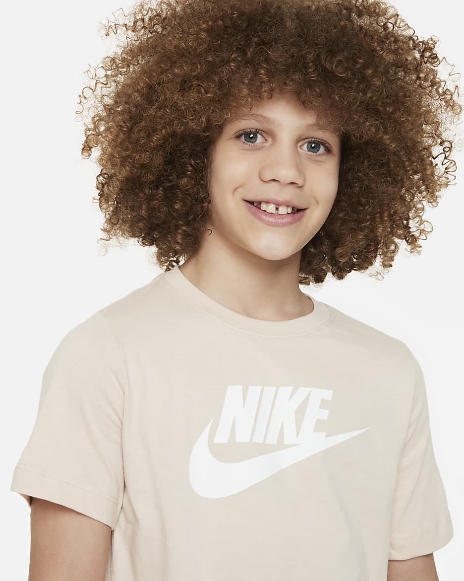 T-shirt en coton Nike Sportswear pour ado - Sanddrift/Blanc