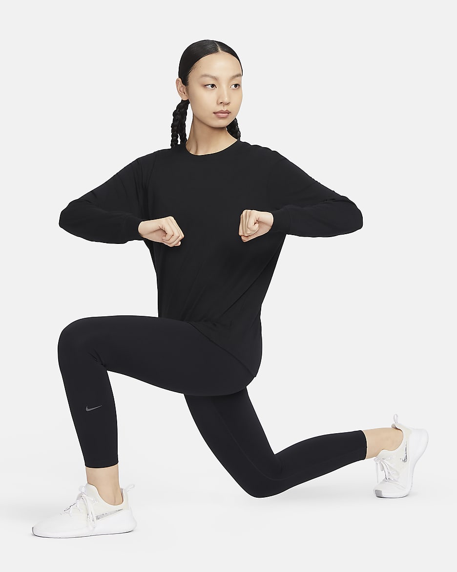 Nike One Relaxed Women's Dri-FIT Long-Sleeve Top - Black/Black