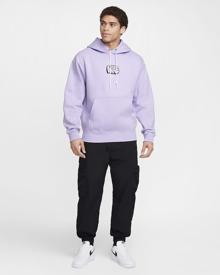 Nike Solo Swoosh Men's Fleece Hoodie - Hydrangeas/White