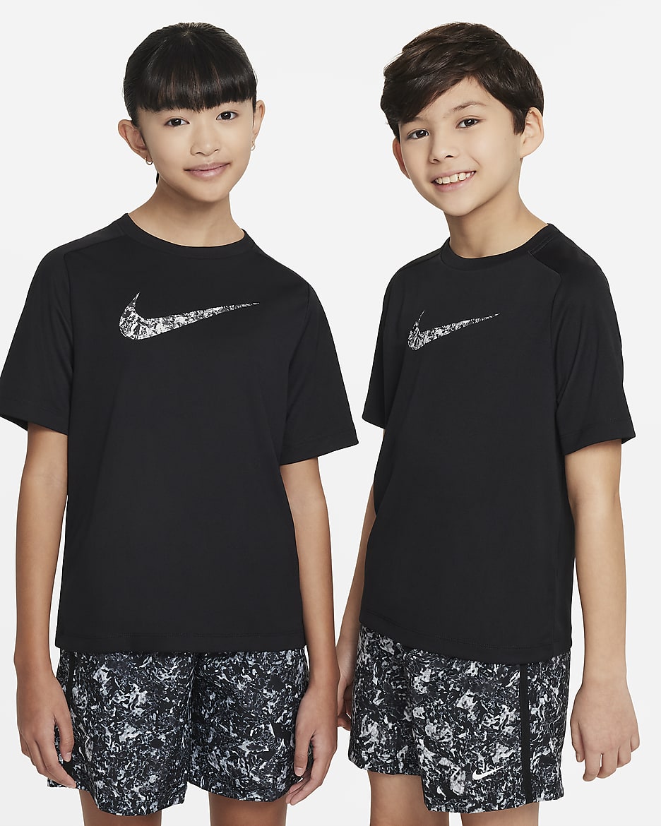 Nike Multi Older Kids' Dri-FIT Short-Sleeve Top - Black