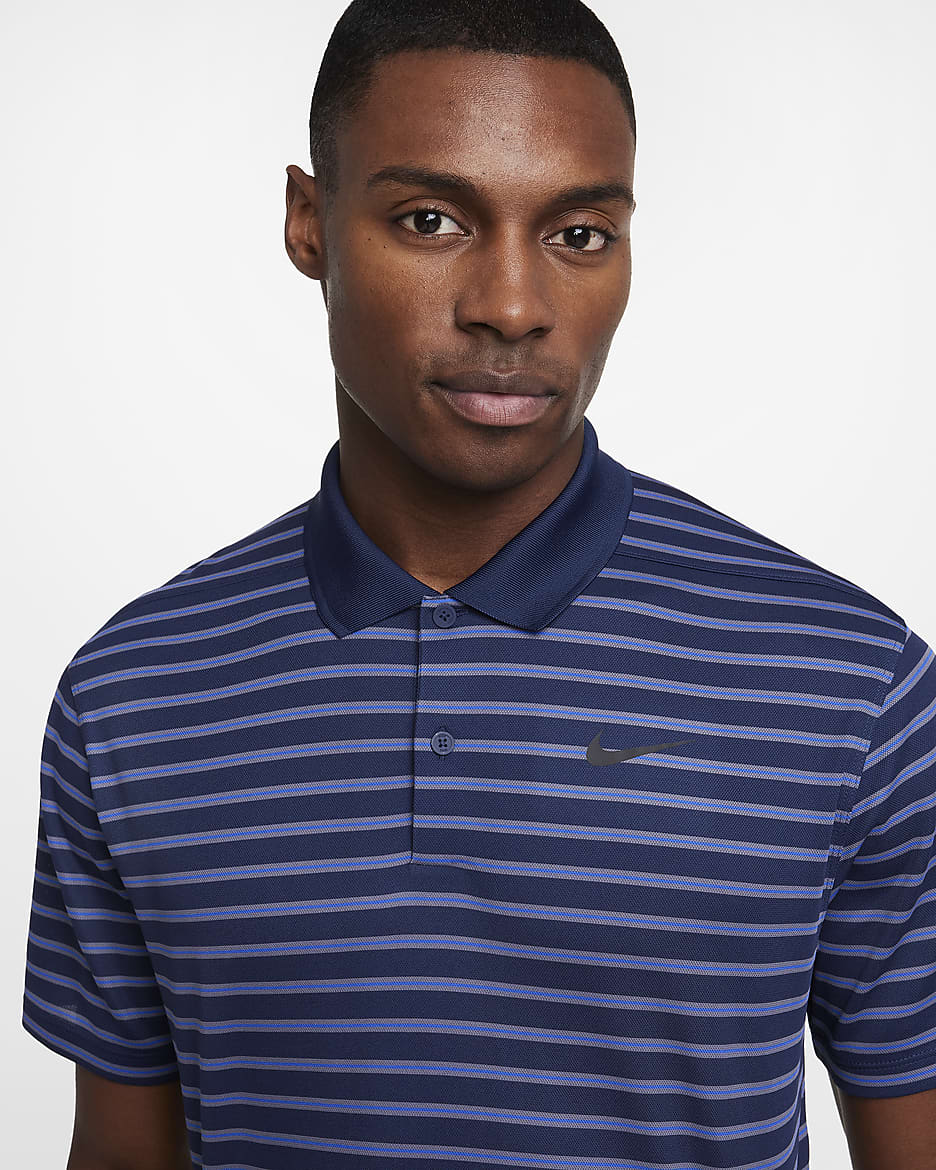 Nike Dri-FIT Victory gestreiftes Golf-Poloshirt für Herren - Midnight Navy/Schwarz