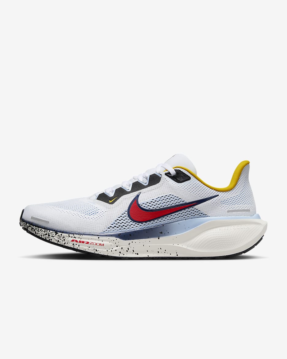 Nike Pegasus 41 Men's Road Running Shoes - White/Psychic Blue/Speed Yellow/Speed Red