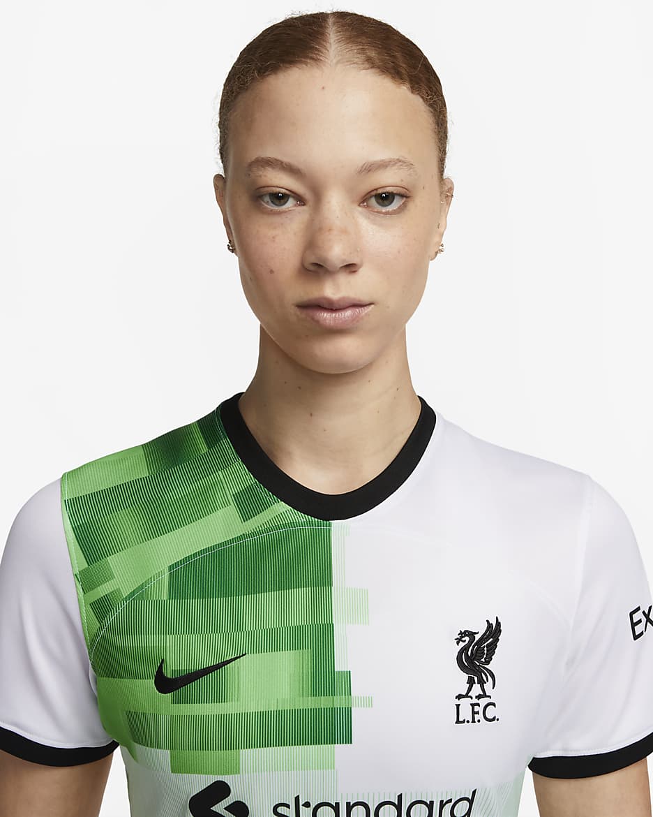 Liverpool FC 2023/24 Stadium Away Women's Nike Dri-FIT Soccer Jersey - White/Green Spark/Black