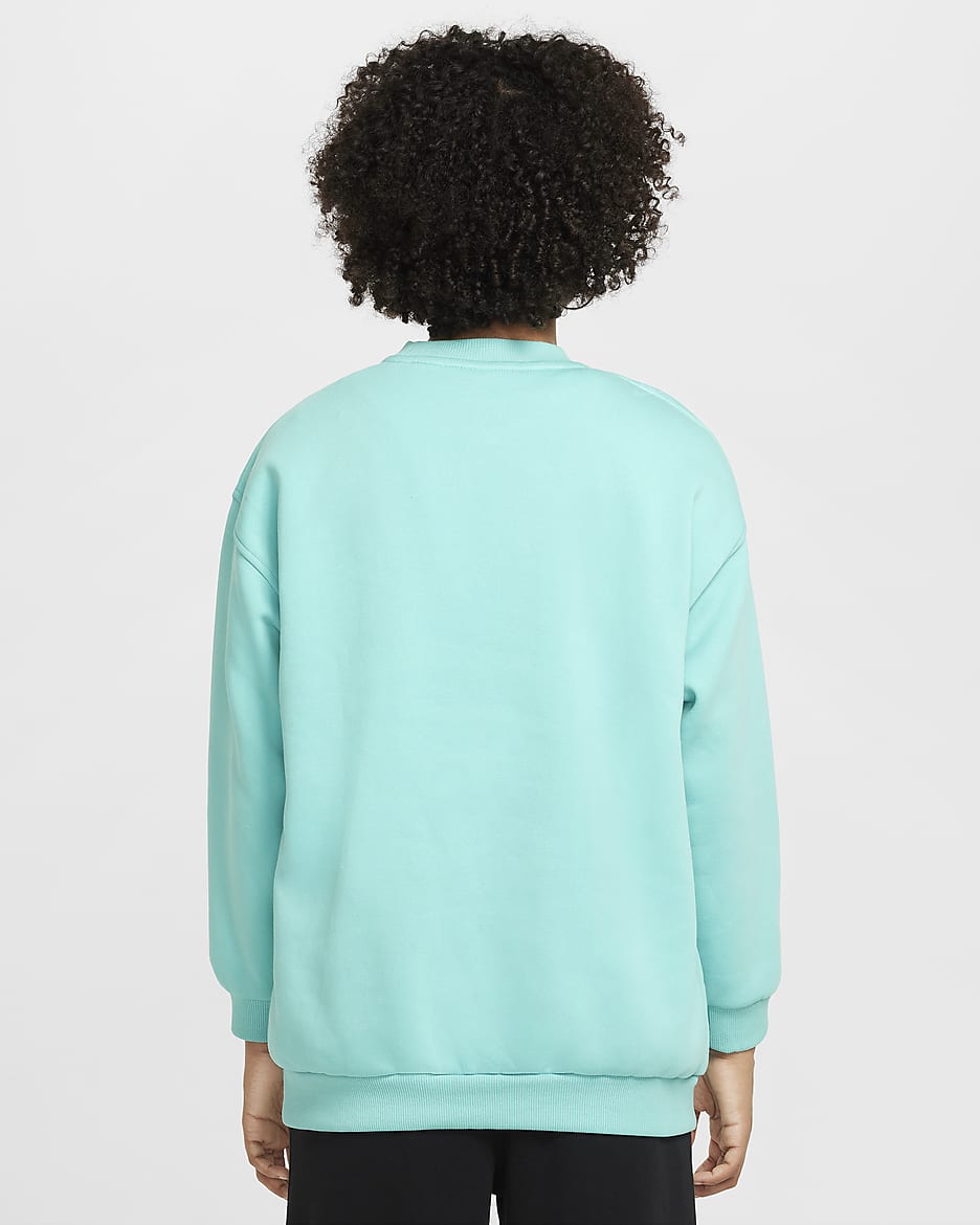 Nike Sportswear Club Fleece Big Kids' Oversized Sweatshirt - Green Frost/White