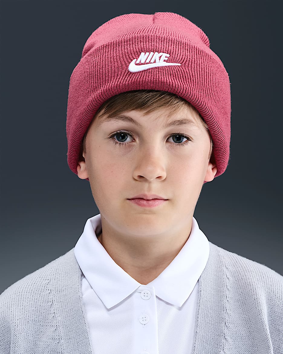 Nike Peak Big Kids' Beanie - Sweet Beet/White