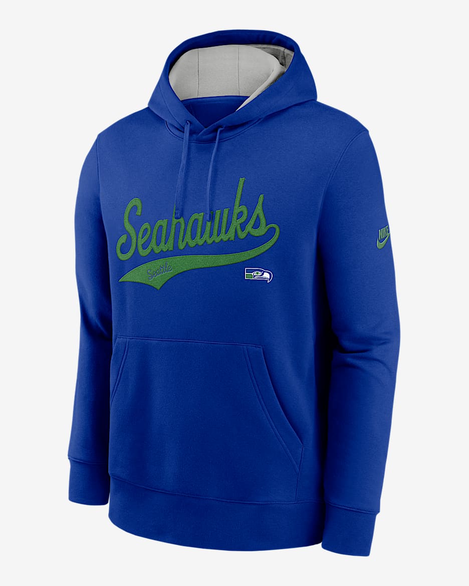 Sudadera con gorro sin cierre Nike de la NFL para hombre Seattle Seahawks Rewind Club Logo - Azul eléctrico