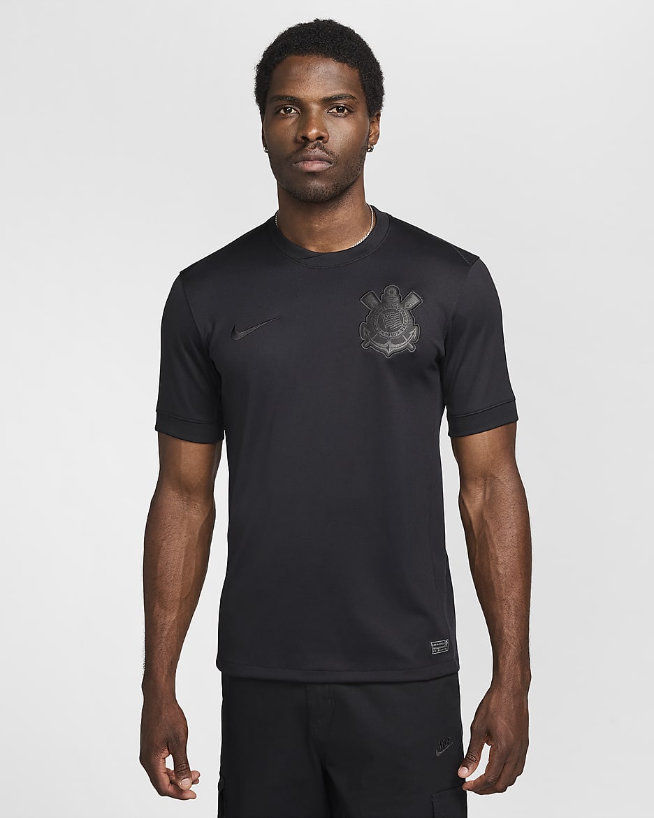 S.C. Męska koszulka piłkarska Nike Dri-FIT Corinthians Stadium 2024/25 (wersja wyjazdowa) – replika - Czerń/Czerń