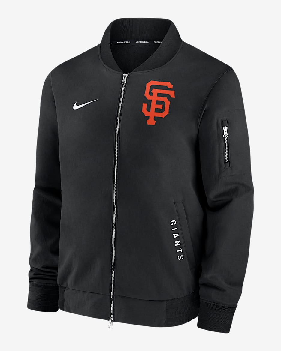 San Francisco Giants Authentic Collection Dugout Men's Nike MLB Full-Zip Bomber Jacket - Black