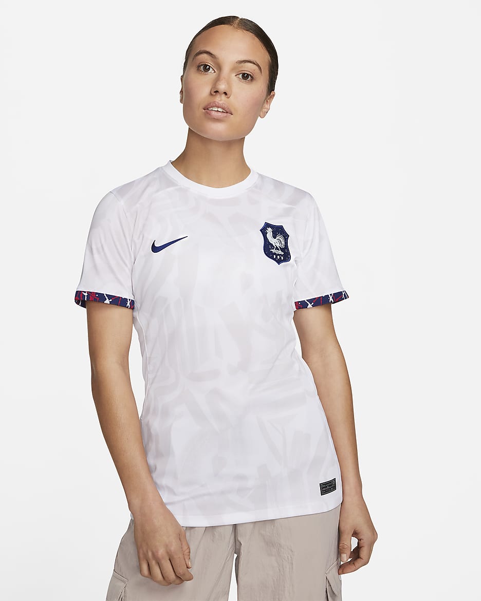 FFF 2023 Stadium Away Nike Dri-FIT Fußballtrikot für Damen - Weiß/Venice/Loyal Blue