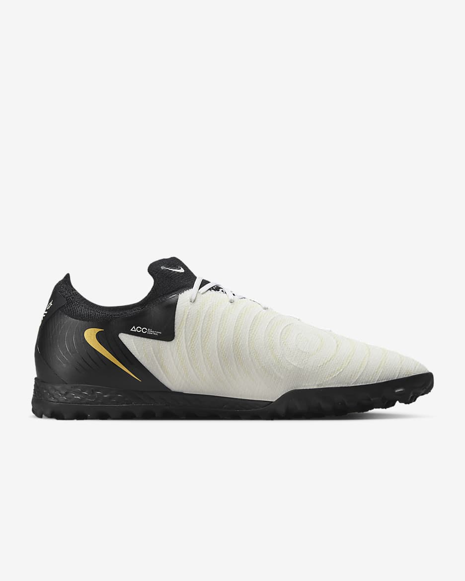 Nike Phantom GX 2 Pro TF Low-Top Soccer Shoes - White/Metallic Gold Coin/Black