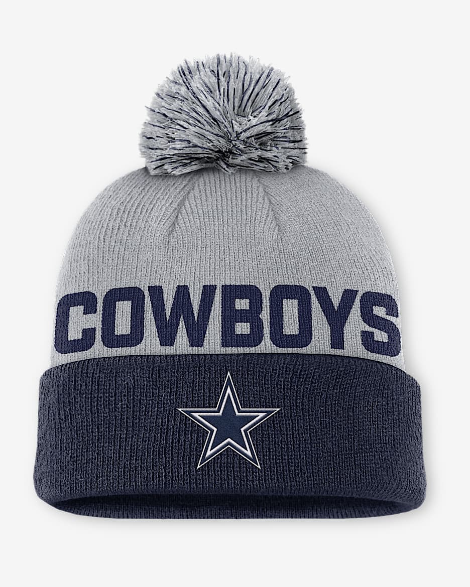 Dallas Cowboys Peak Men's Nike NFL Cuffed Pom Beanie - Navy