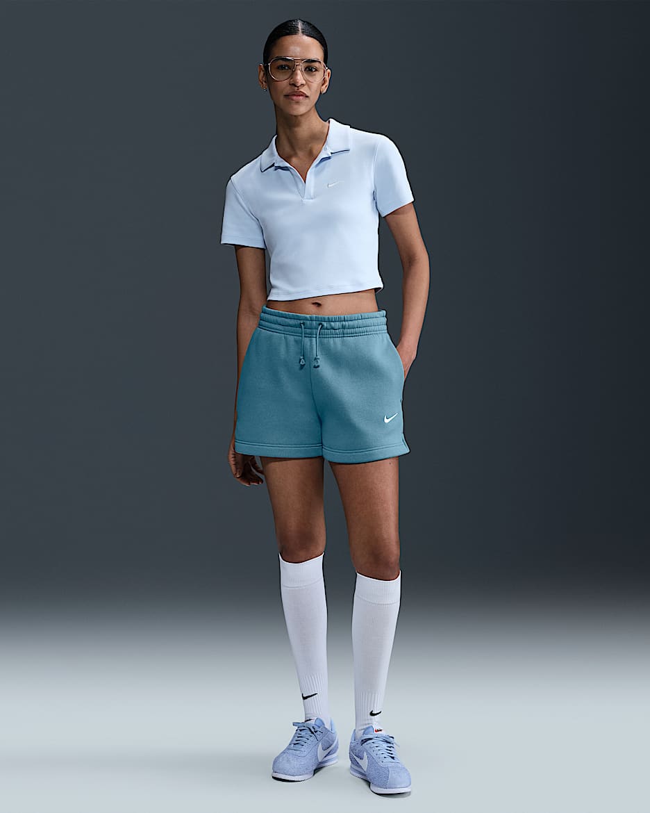 Nike Sportswear Phoenix Fleece Women's Mid-Rise 4" Shorts - Smokey Blue/Sail