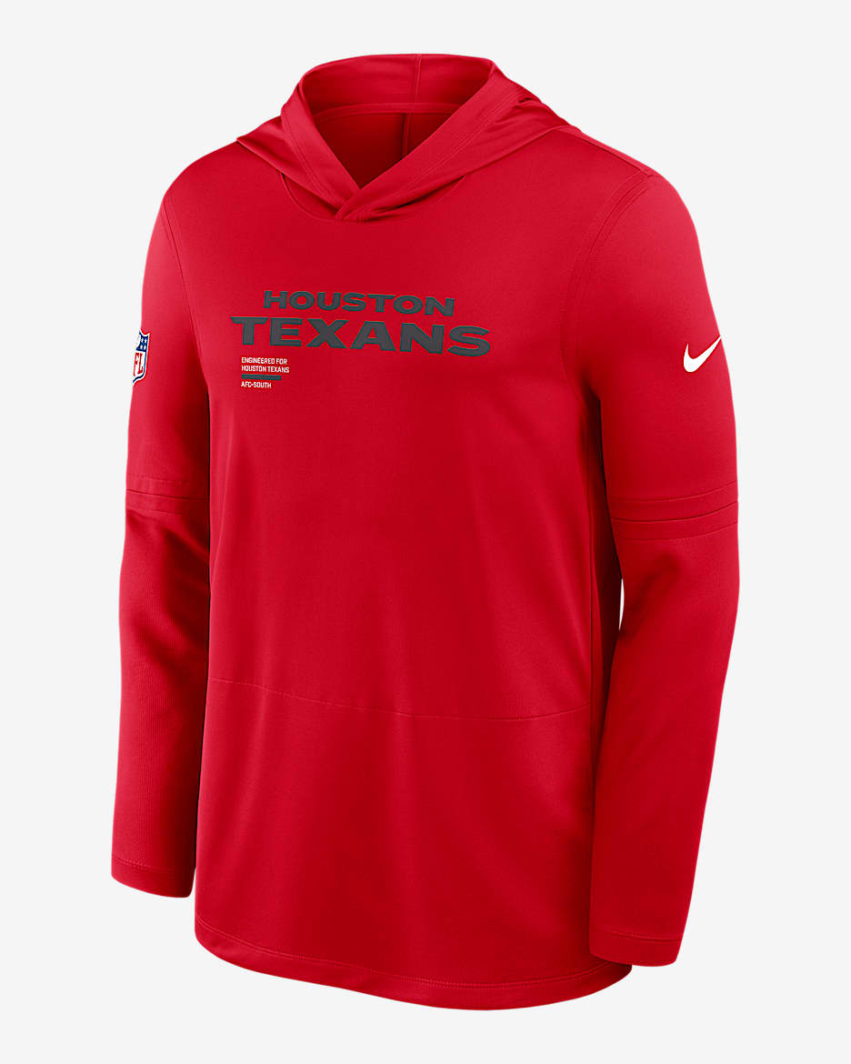 Houston Texans Pure Fury Sideline Men's Nike Dri-FIT NFL Long-Sleeve Hooded Top - Red