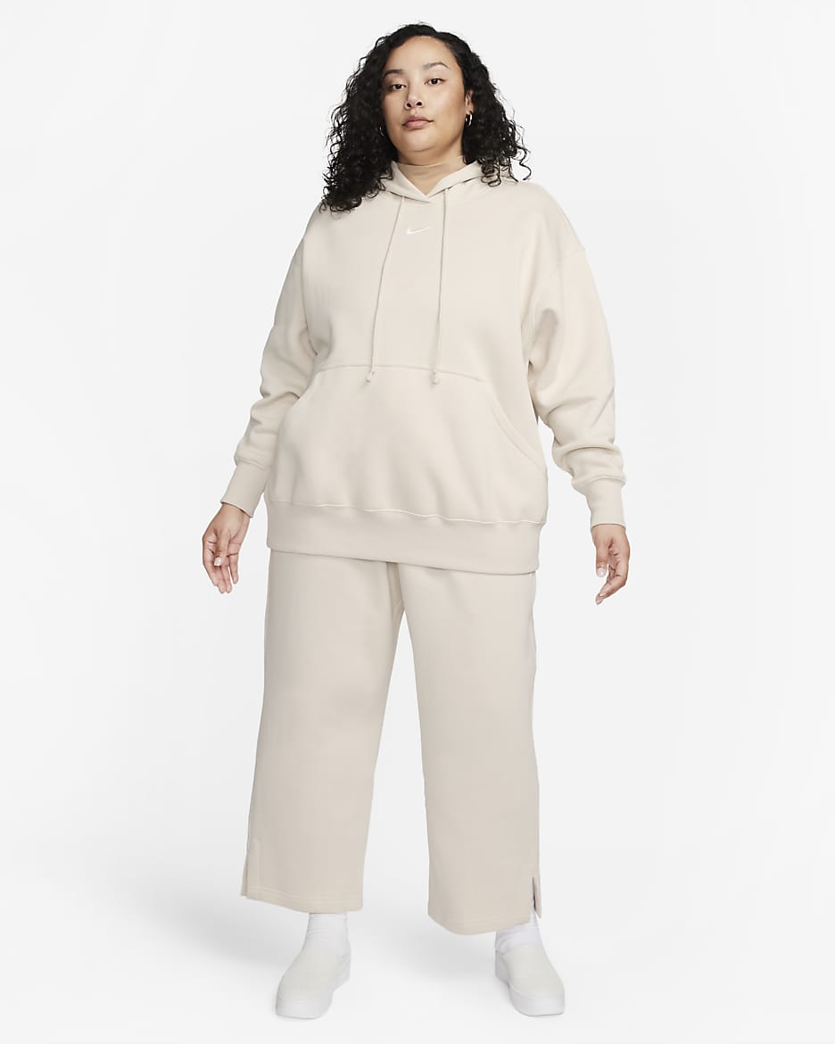 Pantalon de survêtement à taille haute et coupe ample au niveau des jambes Nike Sportswear Phoenix Fleece pour femme (grande taille) - Light Orewood Brown/Sail