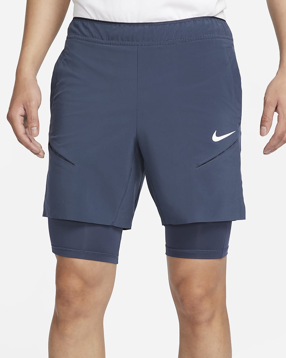 NikeCourt Slam Men's Dri-FIT Tennis Shorts - Thunder Blue/Ashen Slate/White