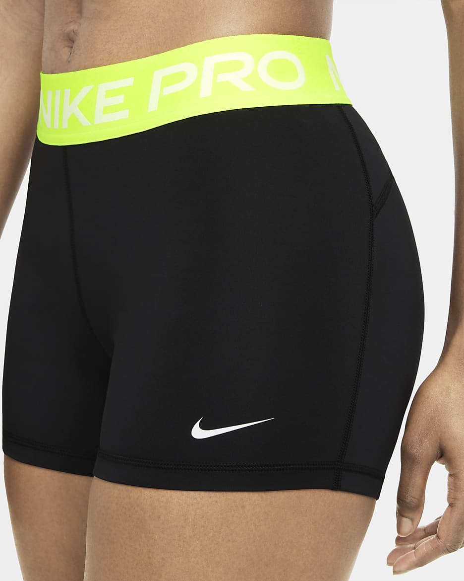 Nike Pro Women's 3" Shorts - Black/Volt/White