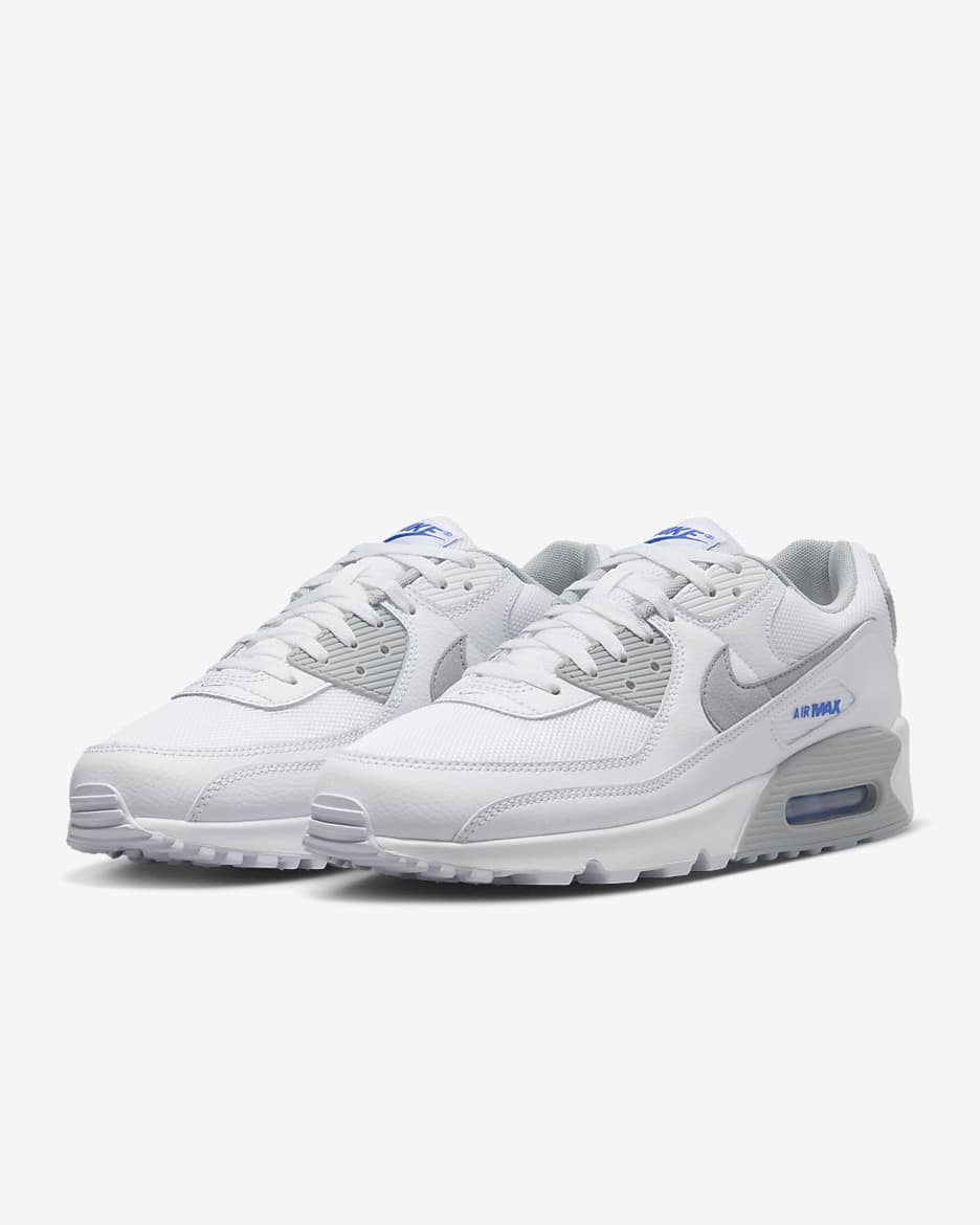 Nike Air Max 90 Men's Shoes - White/Racer Blue/Black/Light Smoke Grey