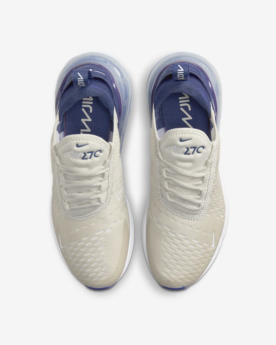 Nike Air Max 270 女鞋 - Light Bone/白色/Metallic Silver/Diffused Blue