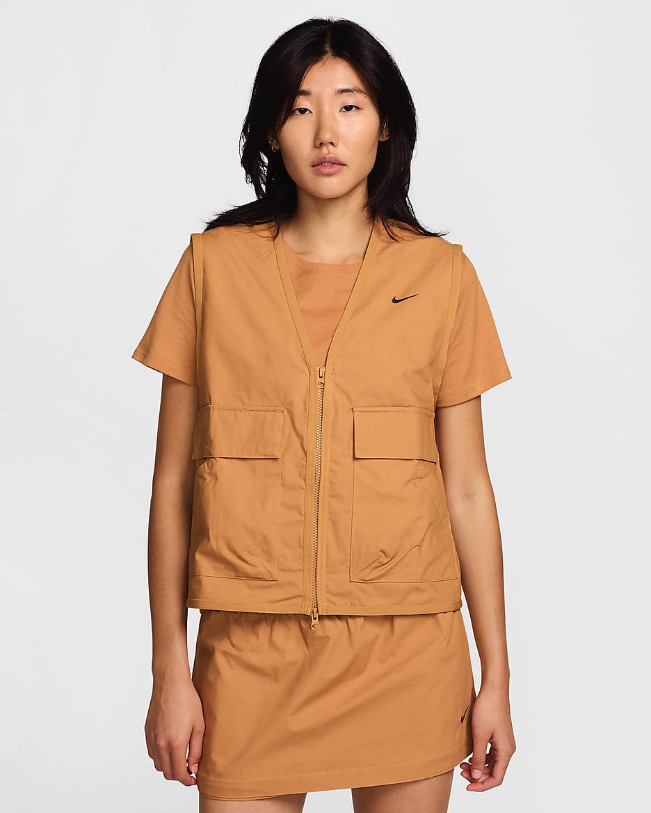 Nike Sportswear Essential Women's Loose Woven Cargo Vest - Flax/Black