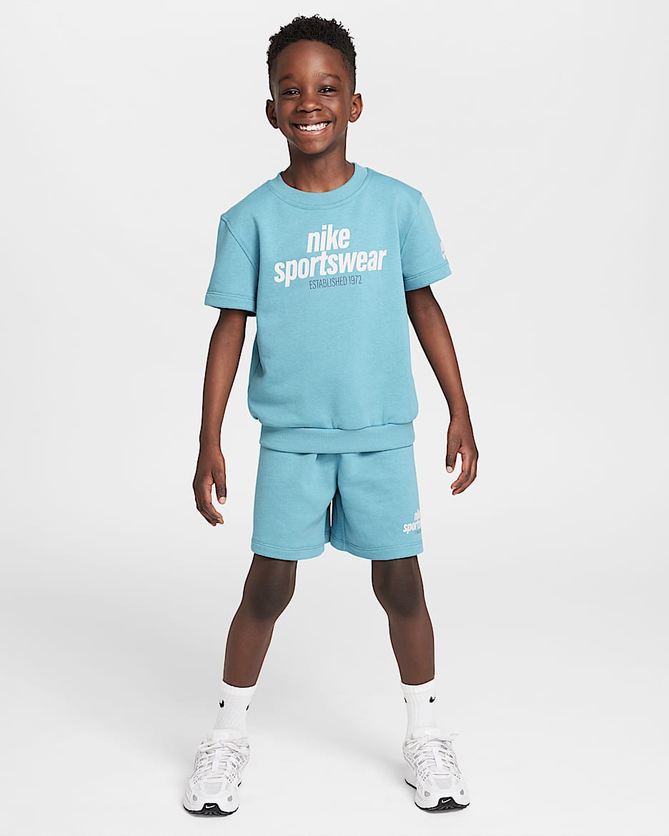 Nike Little Kids' Club Family 2-Piece Shorts Set - Denim Turquoise