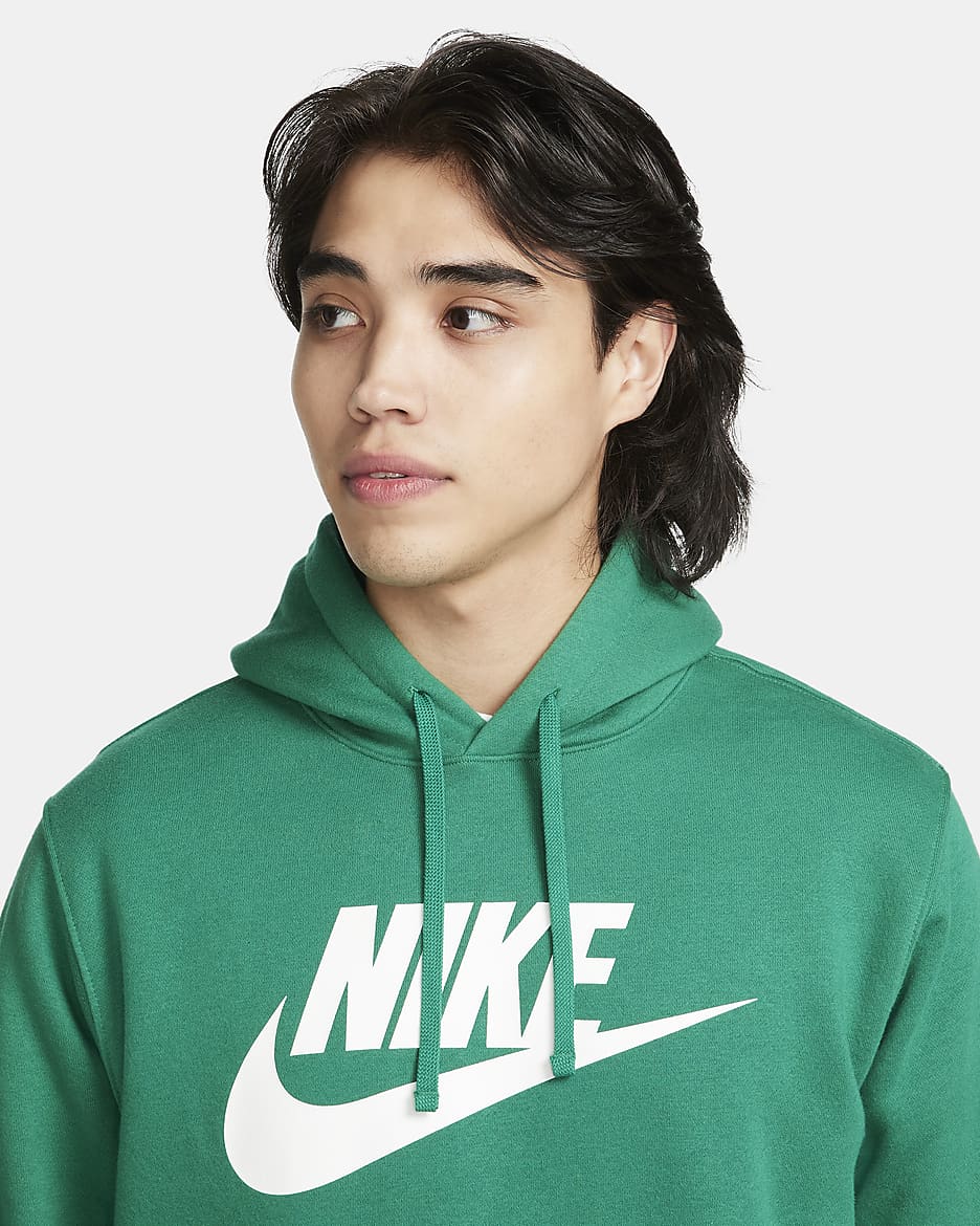 Nike Sportswear Club Fleece Men's Graphic Pullover Hoodie - Malachite/Malachite/White