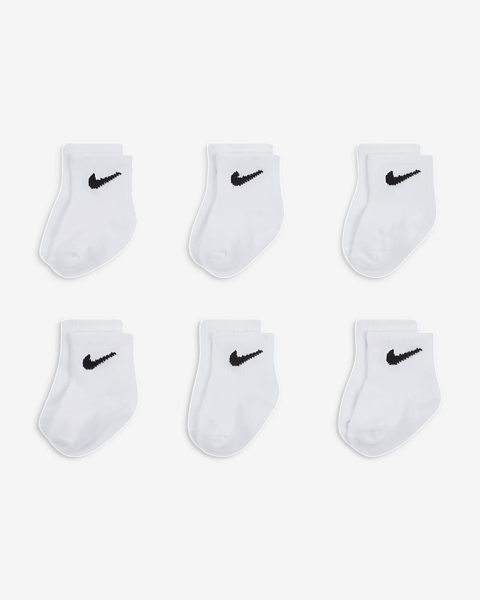 Conjunto de calcetines hasta el tobillo Nike Logo para bebé (6 pares) - Blanco