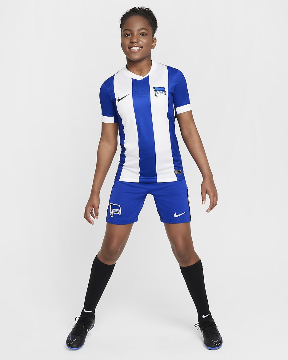 Hertha BSC 2024/25 Stadium Thuis/Uit Nike replica voetbalshorts met Dri-FIT voor kids - Old Royal/Wit